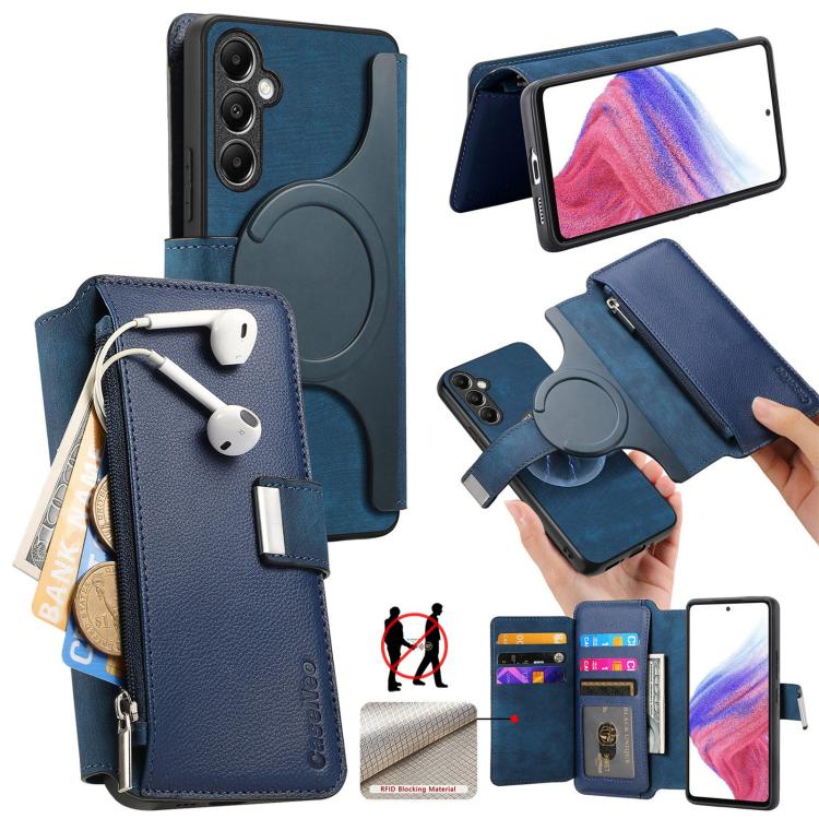CaseNeo MagSafe RFID Anti-theft Zipper Wallet Retro Leather Phone Case, For Samsung Galaxy A14 5G