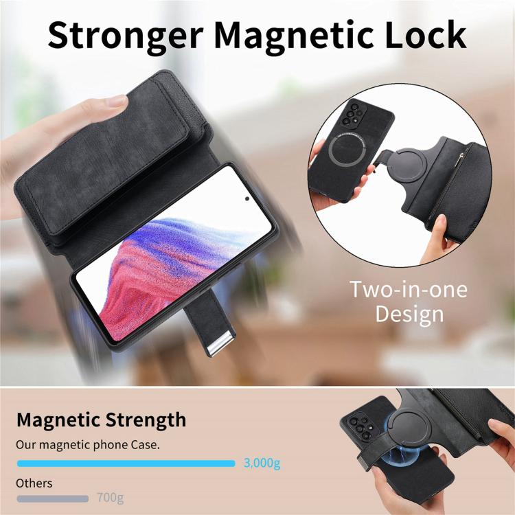CaseNeo MagSafe RFID Anti-theft Zipper Wallet Retro Leather Phone Case, For Samsung Galaxy A17 4G / 5G