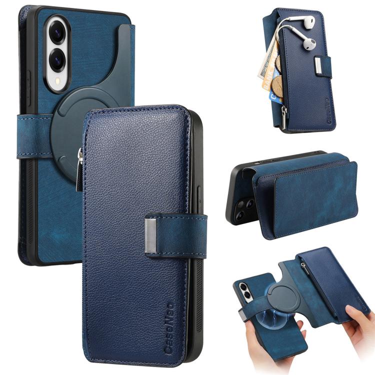 CaseNeo MagSafe RFID Anti-theft Zipper Wallet Retro Leather Phone Case, Compatible with Samsung Galaxy S25 Edge 5G
