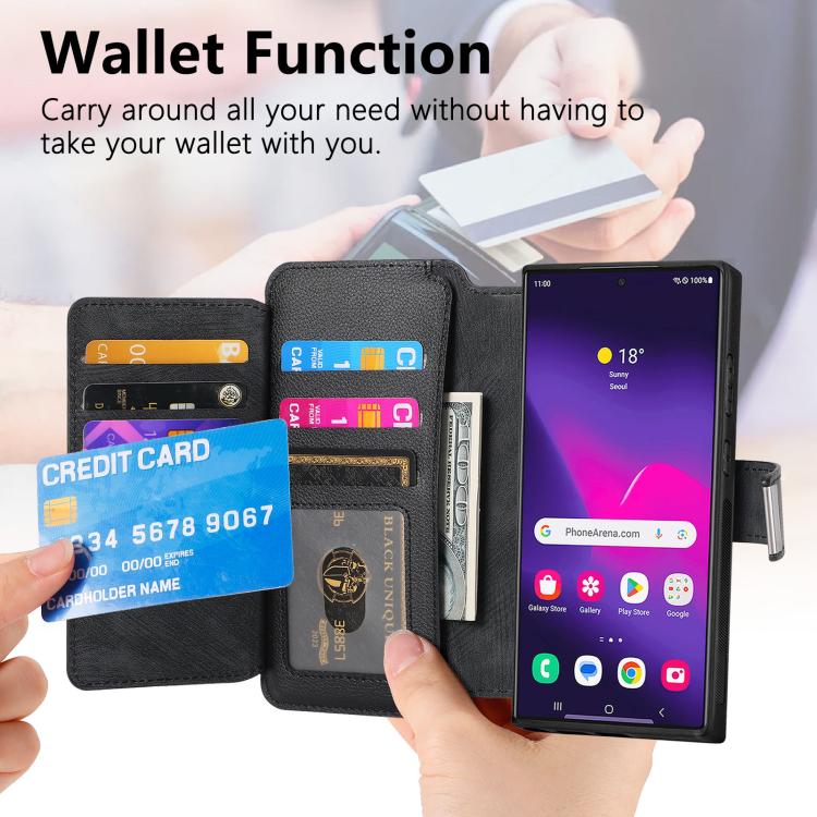 CaseNeo MagSafe RFID Anti-theft Zipper Wallet Retro Leather Phone Case, Compatible with Samsung Galaxy S25 Ultra 5G