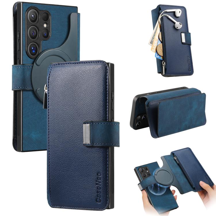 CaseNeo MagSafe RFID Anti-theft Zipper Wallet Retro Leather Phone Case, Compatible with Samsung Galaxy S25 Ultra 5G