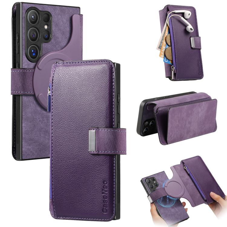 CaseNeo MagSafe RFID Anti-theft Zipper Wallet Retro Leather Phone Case, Compatible with Samsung Galaxy S25 Ultra 5G