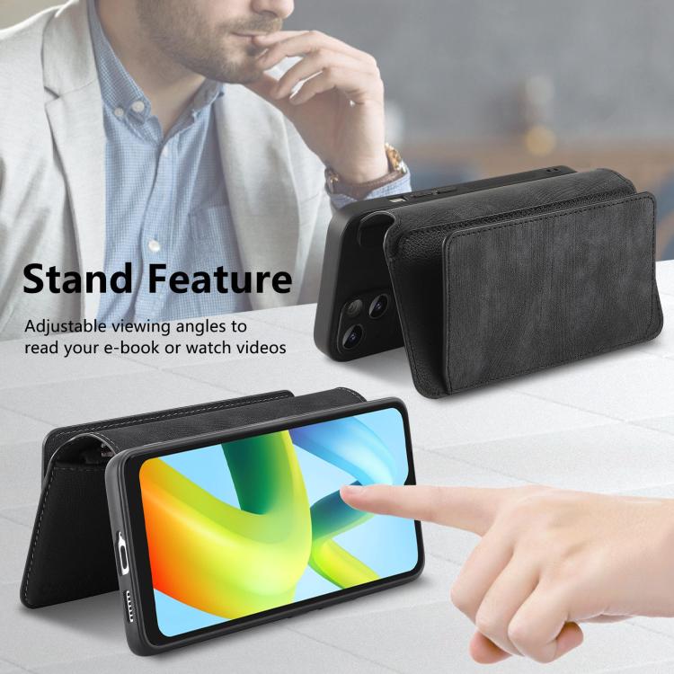 CaseNeo MagSafe RFID Anti-theft Zipper Wallet Retro Leather Phone Case, Compatible with Redmi A1