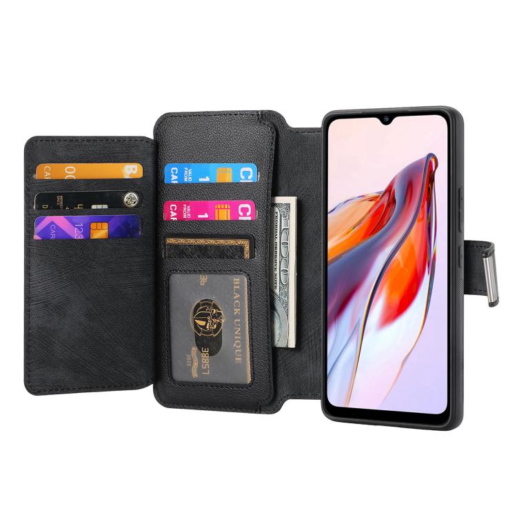 CaseNeo MagSafe RFID Anti-theft Zipper Wallet Retro Leather Phone Case, Compatible with Redmi 12C
