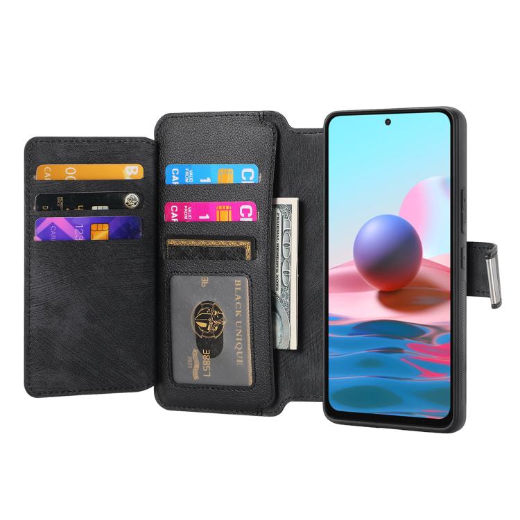 CaseNeo MagSafe RFID Anti-theft Zipper Wallet Retro Leather Phone Case, Compatible with Redmi Note 10 4G / 10S