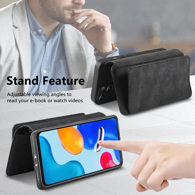 CaseNeo MagSafe RFID Anti-theft Zipper Wallet Retro Leather Phone Case, Compatible with Redmi Note 11 4G Global
