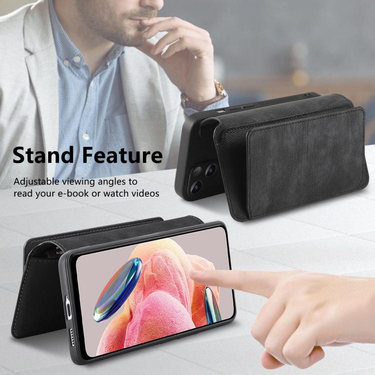 CaseNeo MagSafe RFID Anti-theft Zipper Wallet Retro Leather Phone Case, Compatible with Redmi Note 12 4G Global
