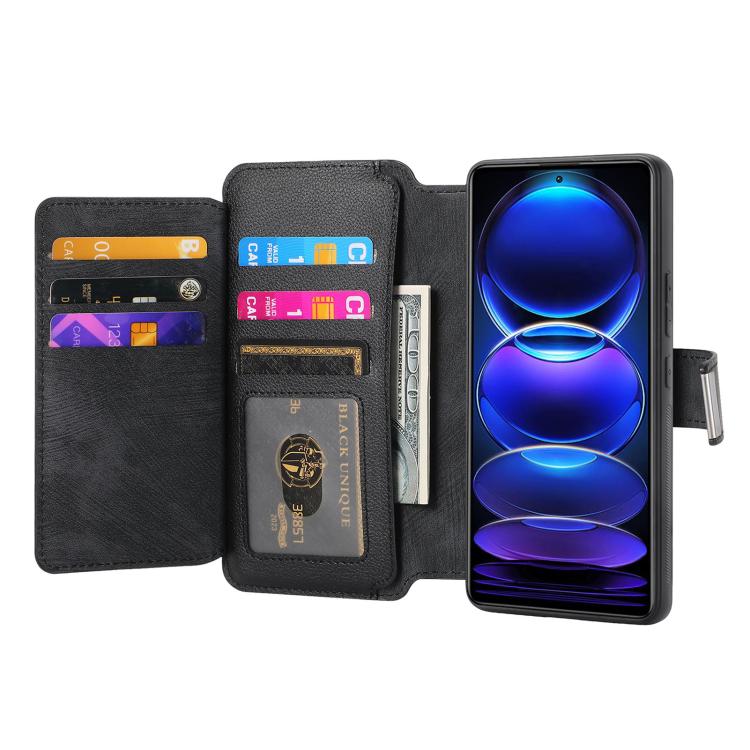 CaseNeo MagSafe RFID Anti-theft Zipper Wallet Retro Leather Phone Case, Compatible with Redmi Note 12 Pro+ 5G