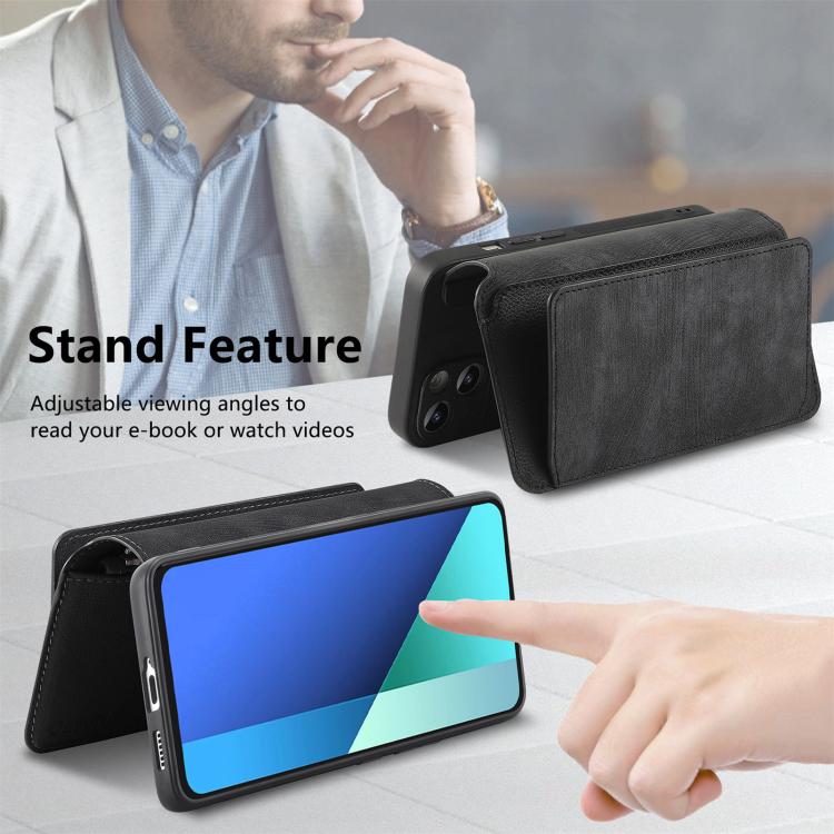 CaseNeo MagSafe RFID Anti-theft Zipper Wallet Retro Leather Phone Case, Compatible with Redmi Note 13 4G