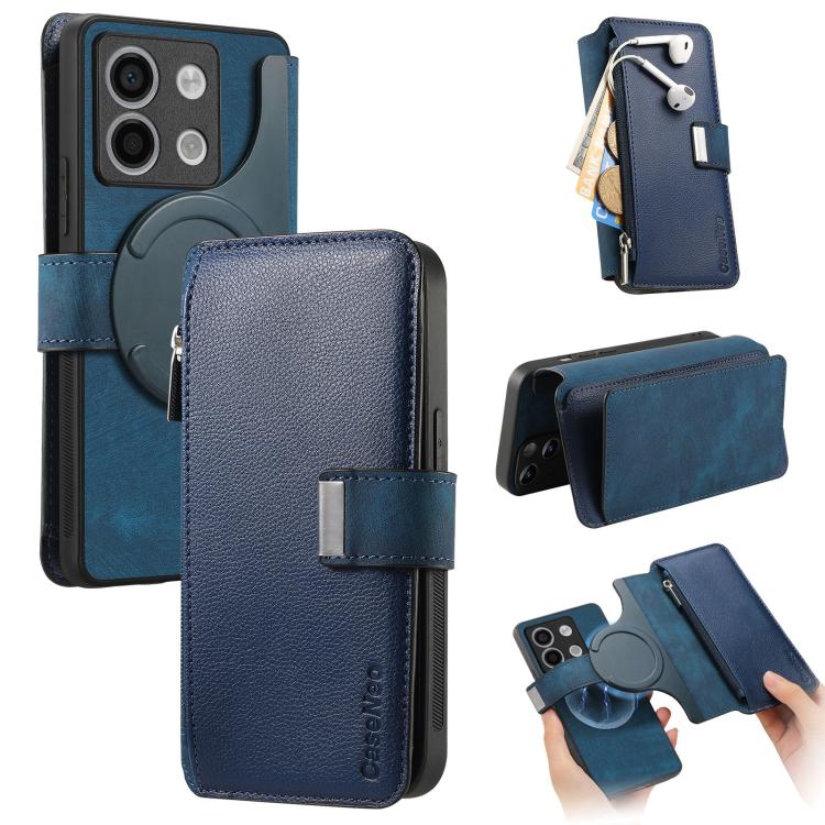 CaseNeo MagSafe RFID Anti-theft Zipper Wallet Retro Leather Phone Case, Compatible with Redmi Note 13 Pro 5G