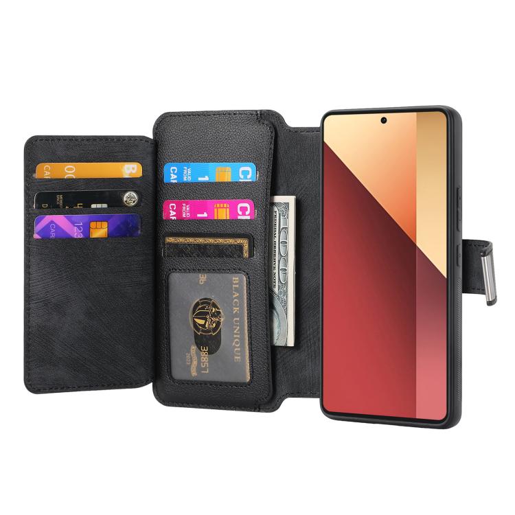 CaseNeo MagSafe RFID Anti-theft Zipper Wallet Retro Leather Phone Case, Compatible with Redmi Note 13 Pro 4G