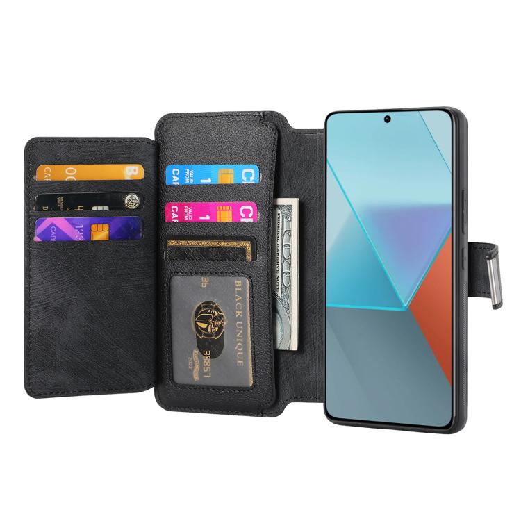 CaseNeo MagSafe RFID Anti-theft Zipper Wallet Retro Leather Phone Case, Compatible with Redmi Note 13 Pro+