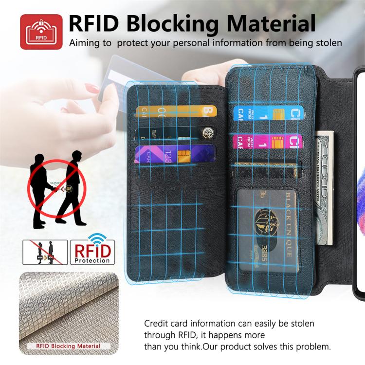 CaseNeo MagSafe RFID Anti-theft Zipper Wallet Retro Leather Phone Case, Compatible with Redmi Note 13 Pro+