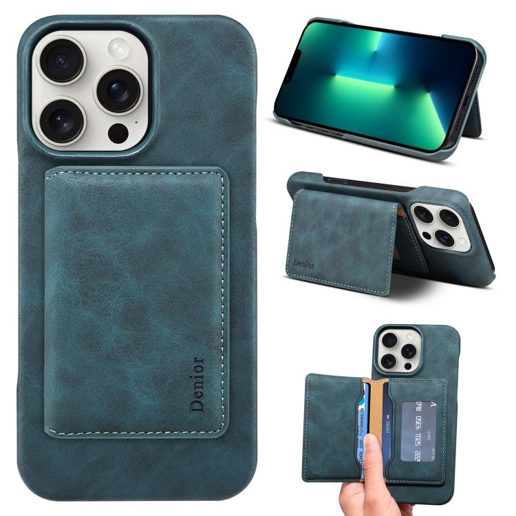 Denior D27 Retro Texture RFID MagSafe Photo Frame Card-slot Phone Case, Compatible with iPhone 13 Pro Max
