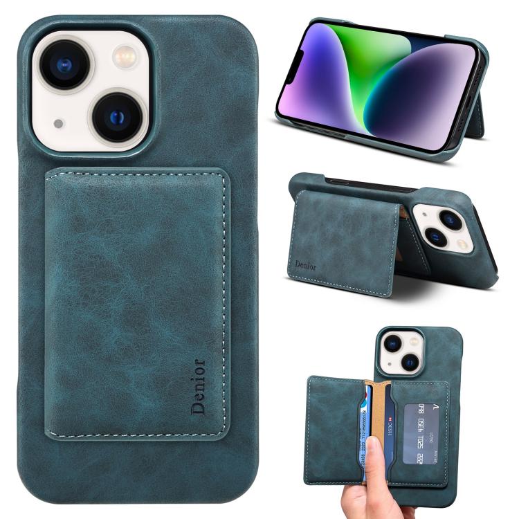 Denior D27 Retro Texture RFID MagSafe Photo Frame Card-slot Phone Case, Compatible with iPhone 14 Plus
