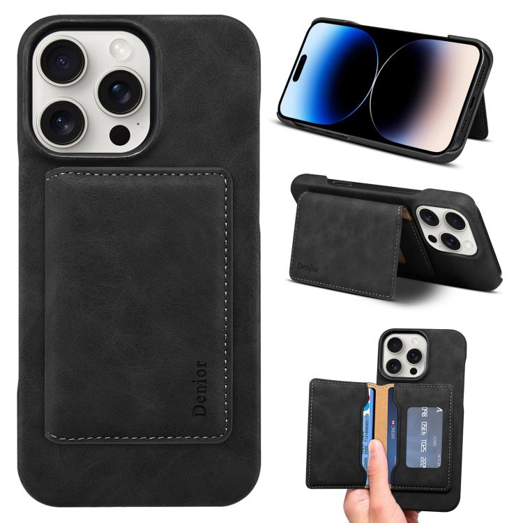 Denior D27 Retro Texture RFID MagSafe Photo Frame Card-slot Phone Case, Compatible with iPhone 14 Pro Max
