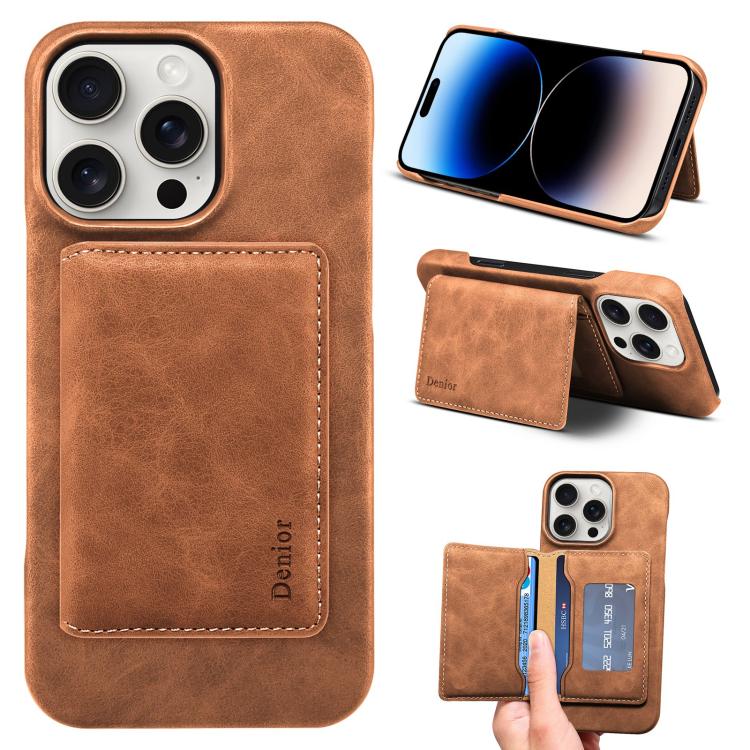 Denior D27 Retro Texture RFID MagSafe Photo Frame Card-slot Phone Case, Compatible with iPhone 14 Pro Max
