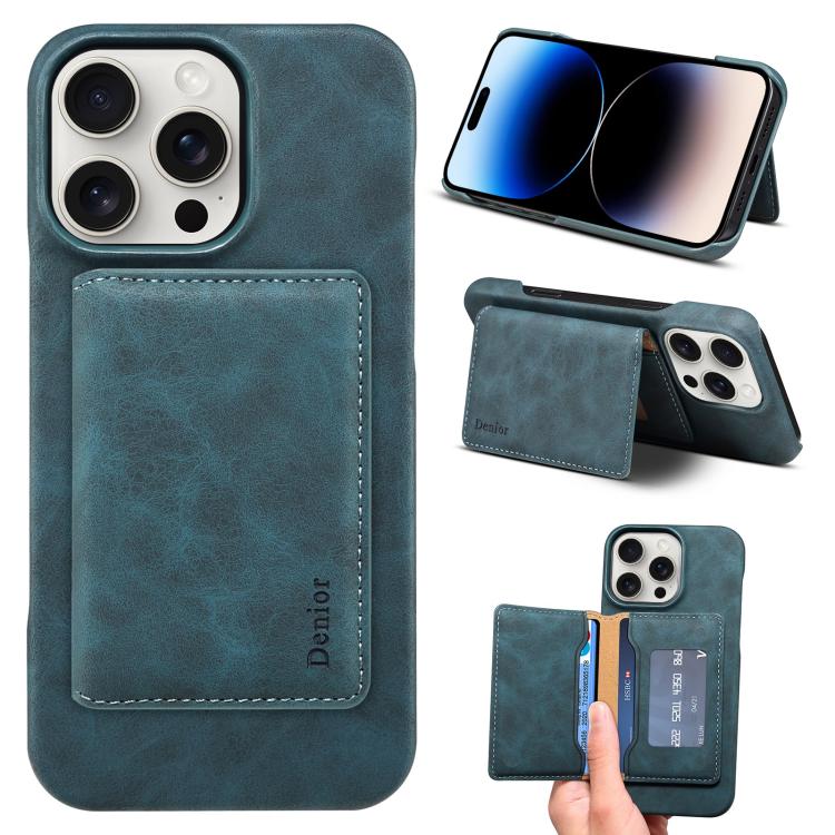 Denior D27 Retro Texture RFID MagSafe Photo Frame Card-slot Phone Case, Compatible with iPhone 14 Pro Max
