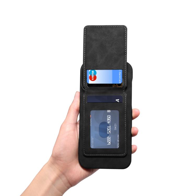 Denior D28 Retro Texture RFID MagSafe Vertical Flip Card-slot Phone Case, Compatible with iPhone 13 Pro Max