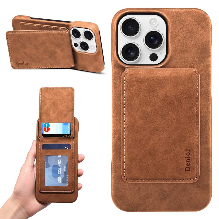 Denior D28 Retro Texture RFID MagSafe Vertical Flip Card-slot Phone Case, Compatible with iPhone 13 Pro Max