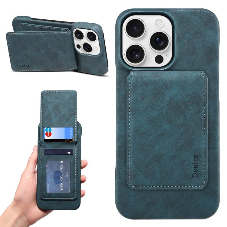 Denior D28 Retro Texture RFID MagSafe Vertical Flip Card-slot Phone Case, Compatible with iPhone 13 Pro Max