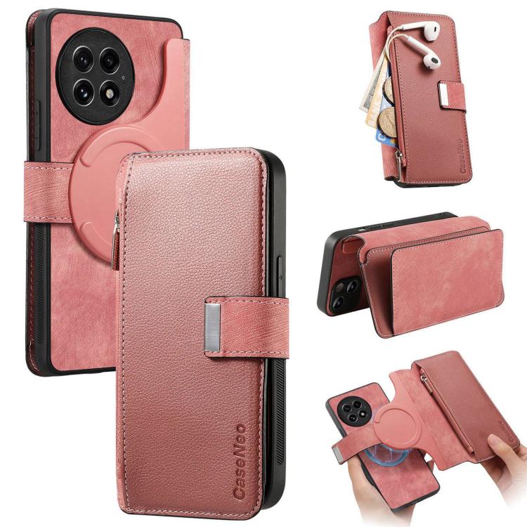 CaseNeo MagSafe RFID Anti-theft Zipper Wallet Retro Leather Phone Case, Compatible with OnePlus 13