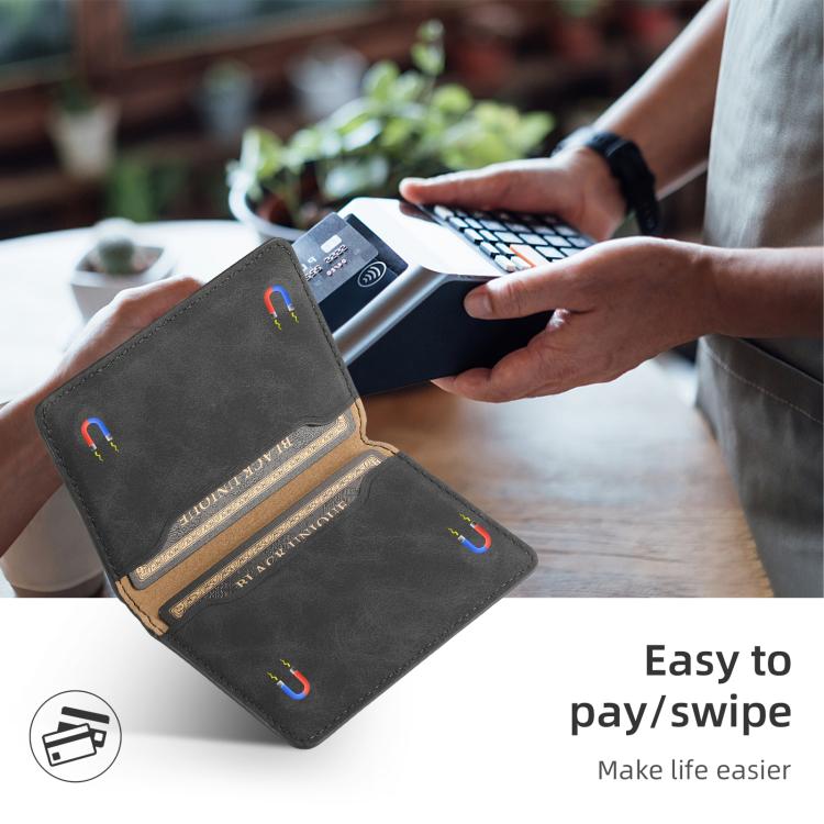Denior V08 Magsafe Wallet Retro Texture Leather Magnetic Card Holder Bag
