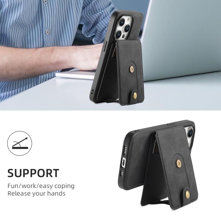 Denior V09 Magsafe Wallet Retro Texture Leather Magnetic Phone Holder Card Bag
