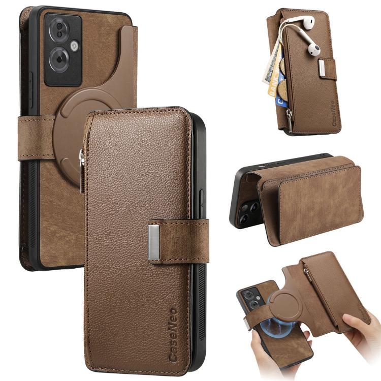 CaseNeo MagSafe RFID Anti-theft Zipper Wallet Retro Leather Phone Case