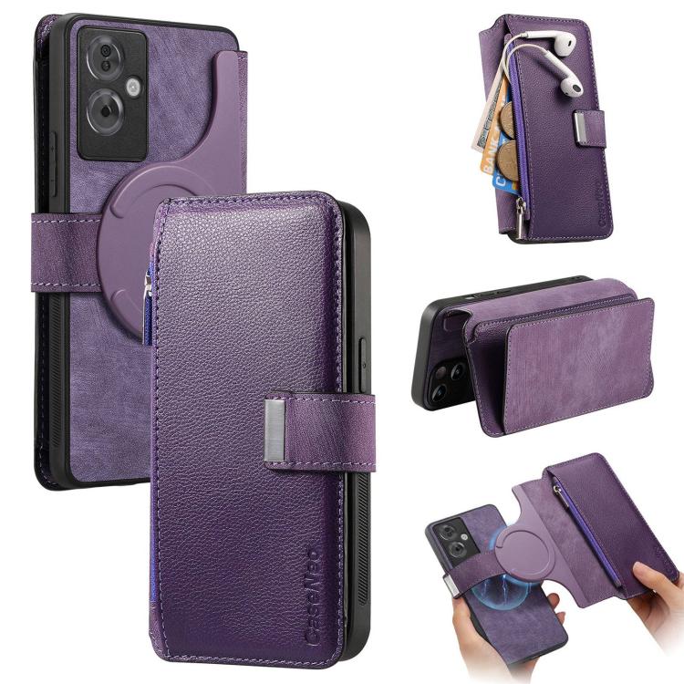 CaseNeo MagSafe RFID Anti-theft Zipper Wallet Retro Leather Phone Case