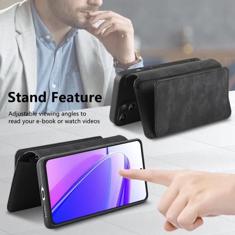 CaseNeo MagSafe RFID Anti-theft Zipper Wallet Retro Leather Phone Case, Compatible with Realme C55