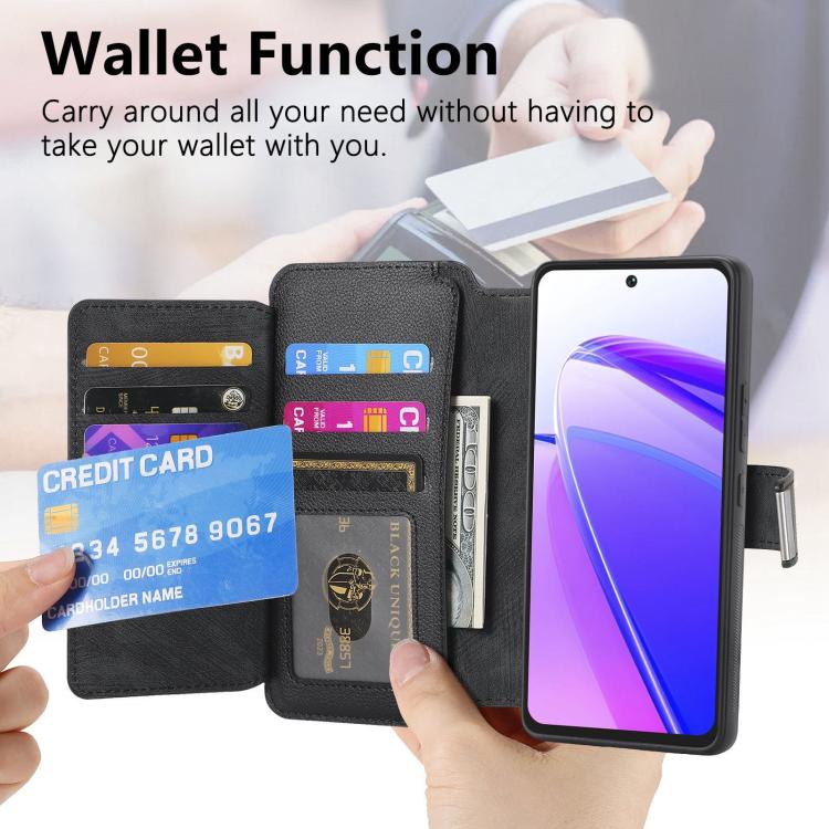 CaseNeo MagSafe RFID Anti-theft Zipper Wallet Retro Leather Phone Case, Compatible with Realme C55