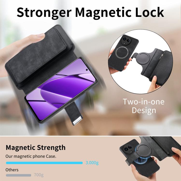 CaseNeo MagSafe RFID Anti-theft Zipper Wallet Retro Leather Phone Case, Compatible with Reamle 11 5G / 11X