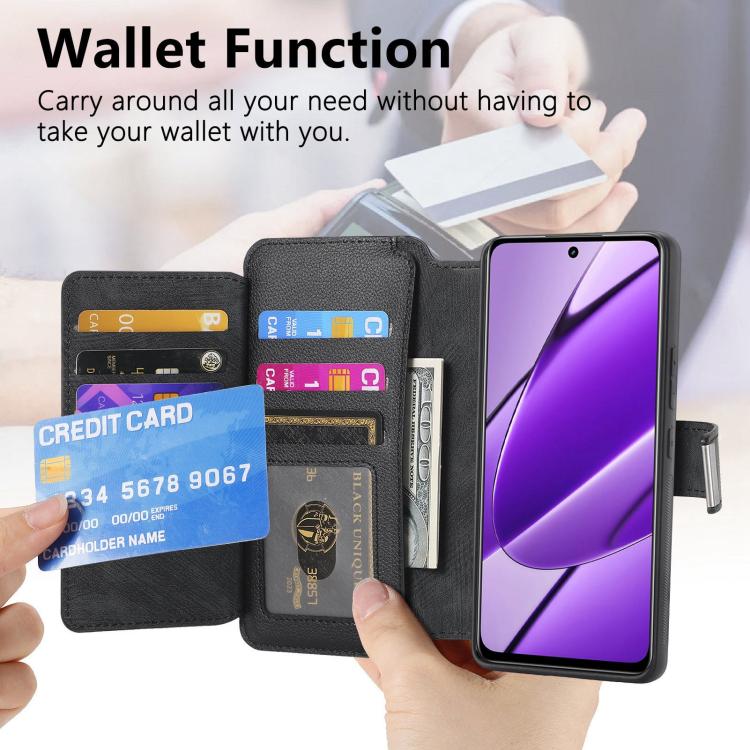 CaseNeo MagSafe RFID Anti-theft Zipper Wallet Retro Leather Phone Case, Compatible with Reamle 11 5G / 11X