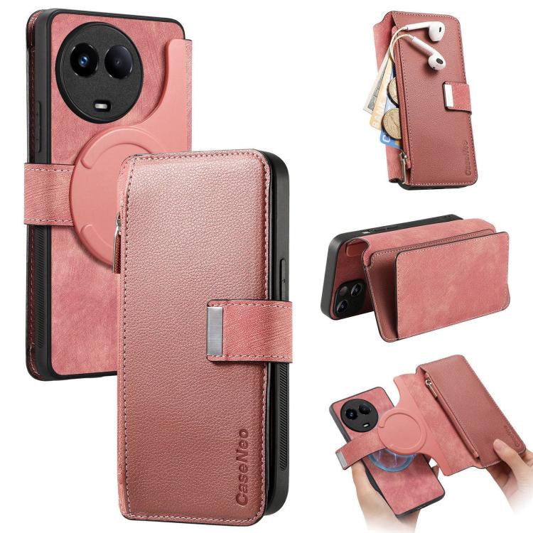 CaseNeo MagSafe RFID Anti-theft Zipper Wallet Retro Leather Phone Case, Compatible with Reamle 11 5G / 11X