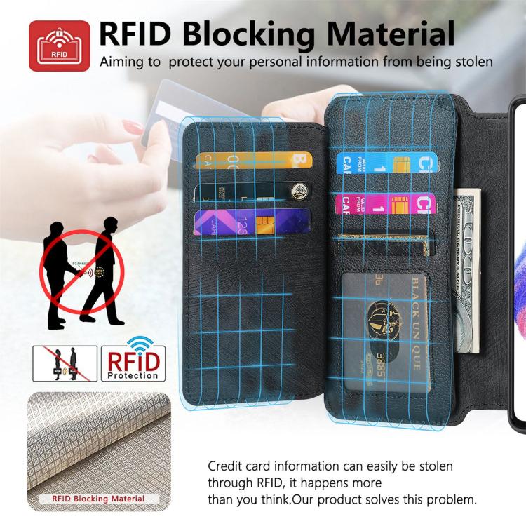 CaseNeo MagSafe RFID Anti-theft Zipper Wallet Retro Leather Phone Case, Compatible with Realme C21Y