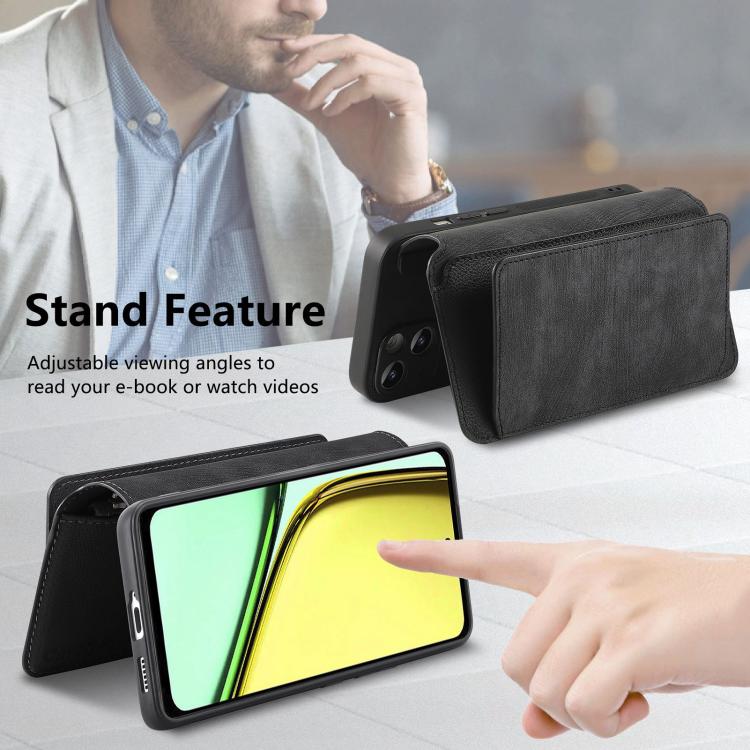 CaseNeo MagSafe RFID Anti-theft Zipper Wallet Retro Leather Phone Case, Compatible with Realme C67 4G