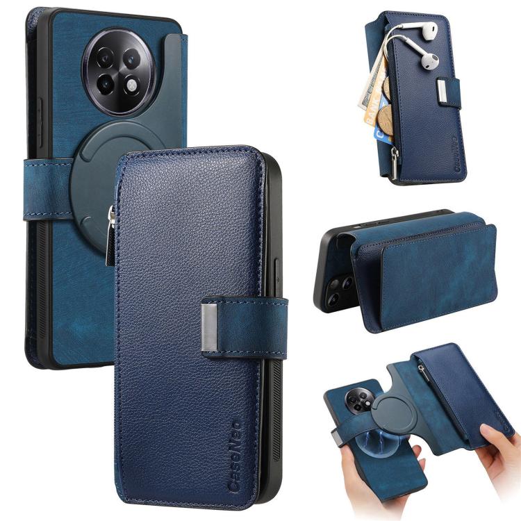 CaseNeo MagSafe RFID Anti-theft Zipper Wallet Retro Leather Phone Case, Compatible with Realme 13+ 5G