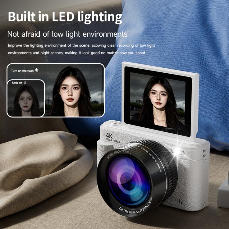 V5 64MP Retro Digital Camera 4K Recording 180 Flip Screen, Large Lens