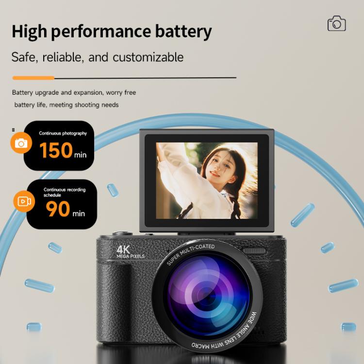 V5 64MP Retro Digital Camera 4K Recording 180 Flip Screen, Small Lens