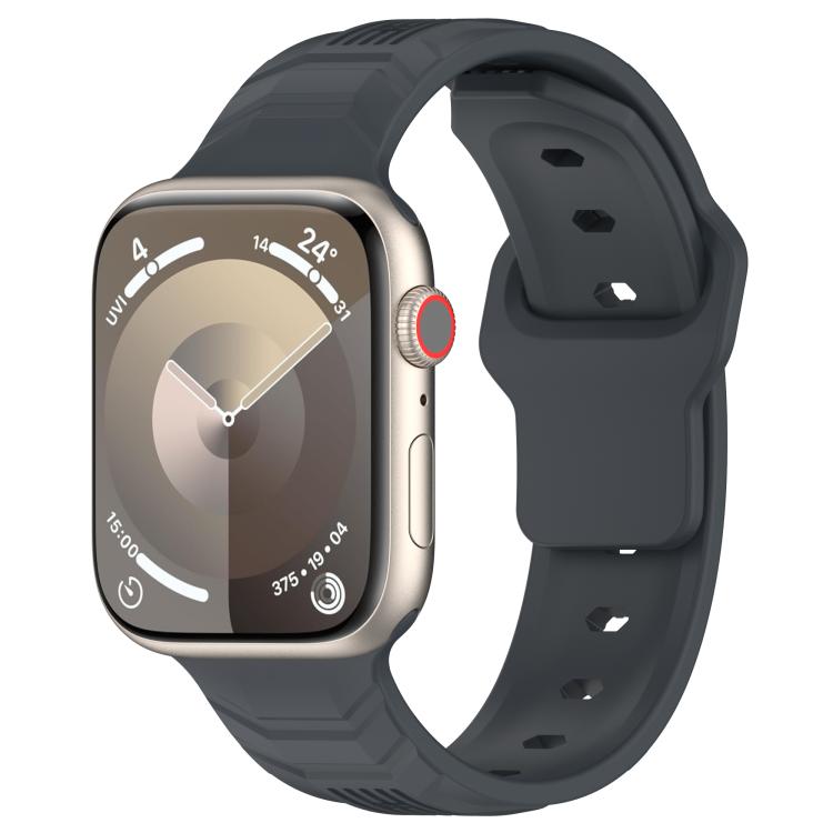 Vertical Grain Reverse Buckle Silicone Watch Band, Compatible with Apple Watch 46mm / 49mm / 45mm / 44mm