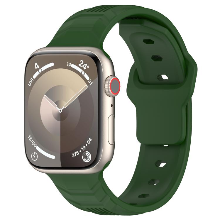 Vertical Grain Reverse Buckle Silicone Watch Band, Compatible with Apple Watch 46mm / 49mm / 45mm / 44mm