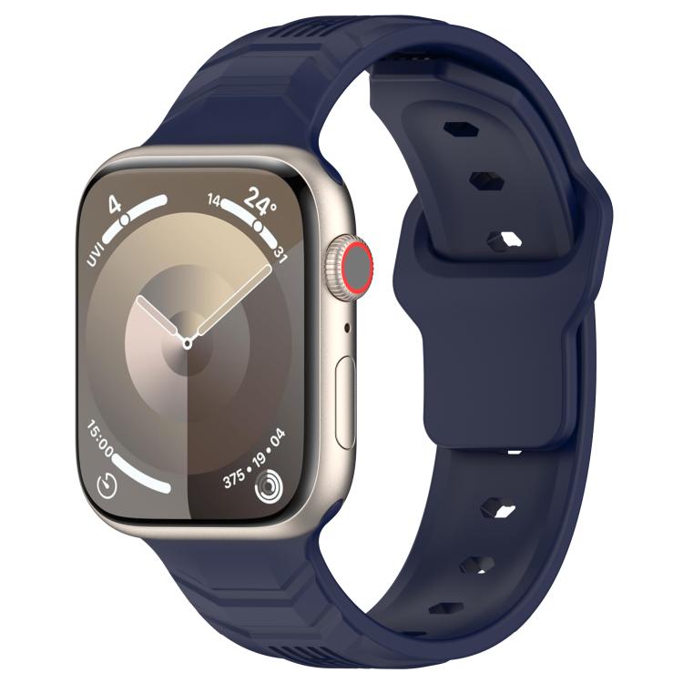 Vertical Grain Reverse Buckle Silicone Watch Band, Compatible with Apple Watch 46mm / 49mm / 45mm / 44mm