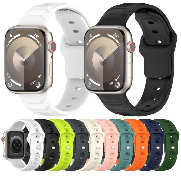 Vertical Grain Reverse Buckle Silicone Watch Band, Compatible with Apple Watch 42mm / 41mm / 40mm / 38mm