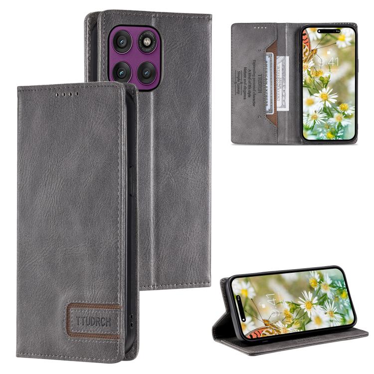 TTUDRCH RFID Retro Texture Magnetic Leather Phone Case, Compatible with Motorola Edge 60 Pro