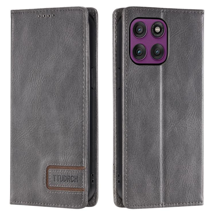 TTUDRCH RFID Retro Texture Magnetic Leather Phone Case, Compatible with Motorola Edge 60 Pro