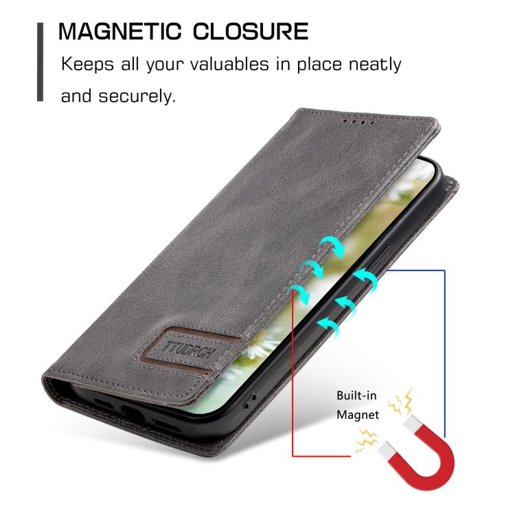TTUDRCH RFID Retro Texture Magnetic Leather Phone Case, Compatible with Motorola Edge 60 Pro