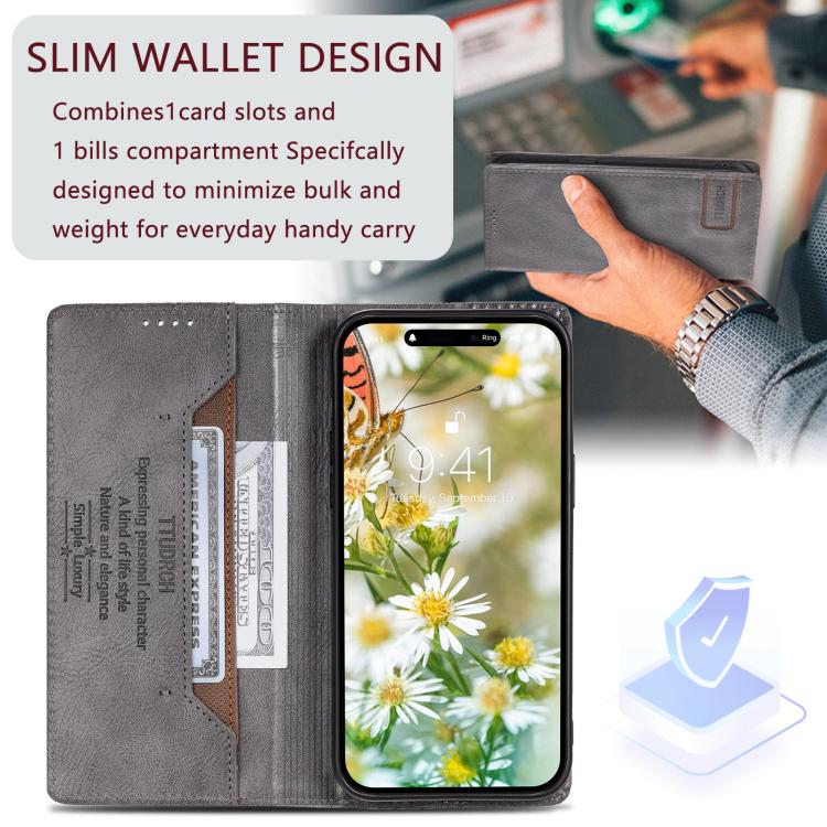 TTUDRCH RFID Retro Texture Magnetic Leather Phone Case, Compatible with Motorola Edge 60 Pro
