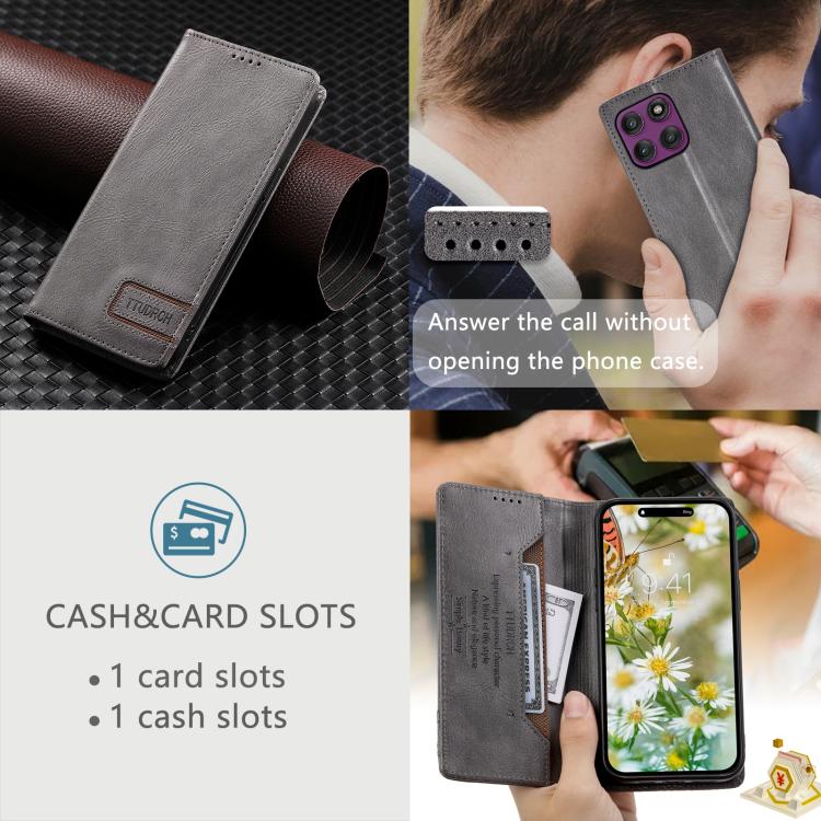 TTUDRCH RFID Retro Texture Magnetic Leather Phone Case, Compatible with Motorola Edge 60 Pro