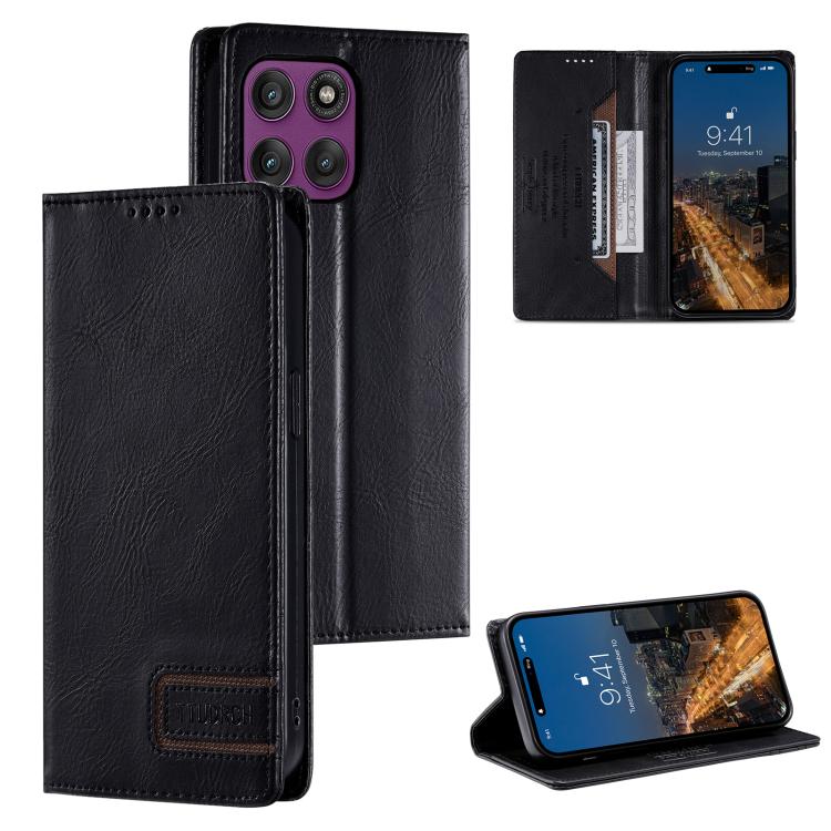 TTUDRCH RFID Retro Texture Magnetic Leather Phone Case, Compatible with Motorola Edge 60 Pro